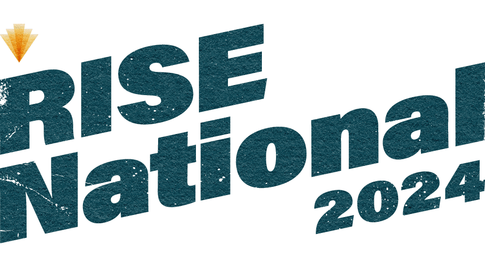 RISE National 2024 conference text logo with a stylized flame icon, optimized for SEO.