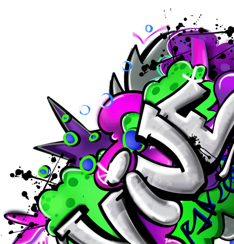 Colorful graffiti art with dynamic bubble and spike elements against a black background, featuring ViVE 2024.